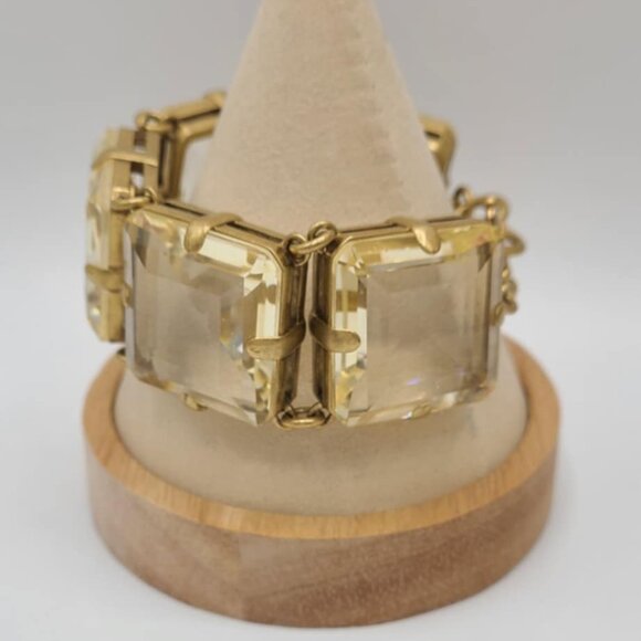 J Crew Chunky Gold Crystal Bracelet - Picture 1 of 13